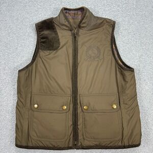 Ralph Lauren Shooting Vest Women's Large Brown Reversible Plaid Hunting Hiking